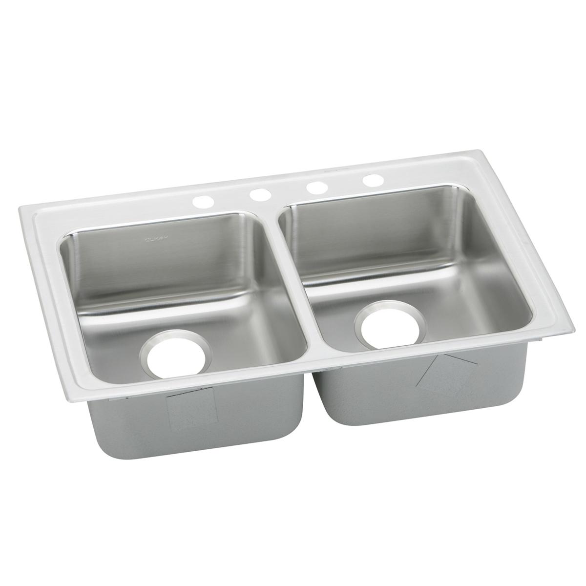 Elkay Lustertone Classic Stainless Steel 33" x 21-1/4" x 5-1/2", Equal Double Bowl Drop-in ADA Sink LRADQ3321553