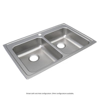 Elkay Lustertone Classic Stainless Steel 33" x 21-1/4" x 5-1/2", 4-Hole Equal Double Bowl Drop-in ADA Sink LRAD3321554