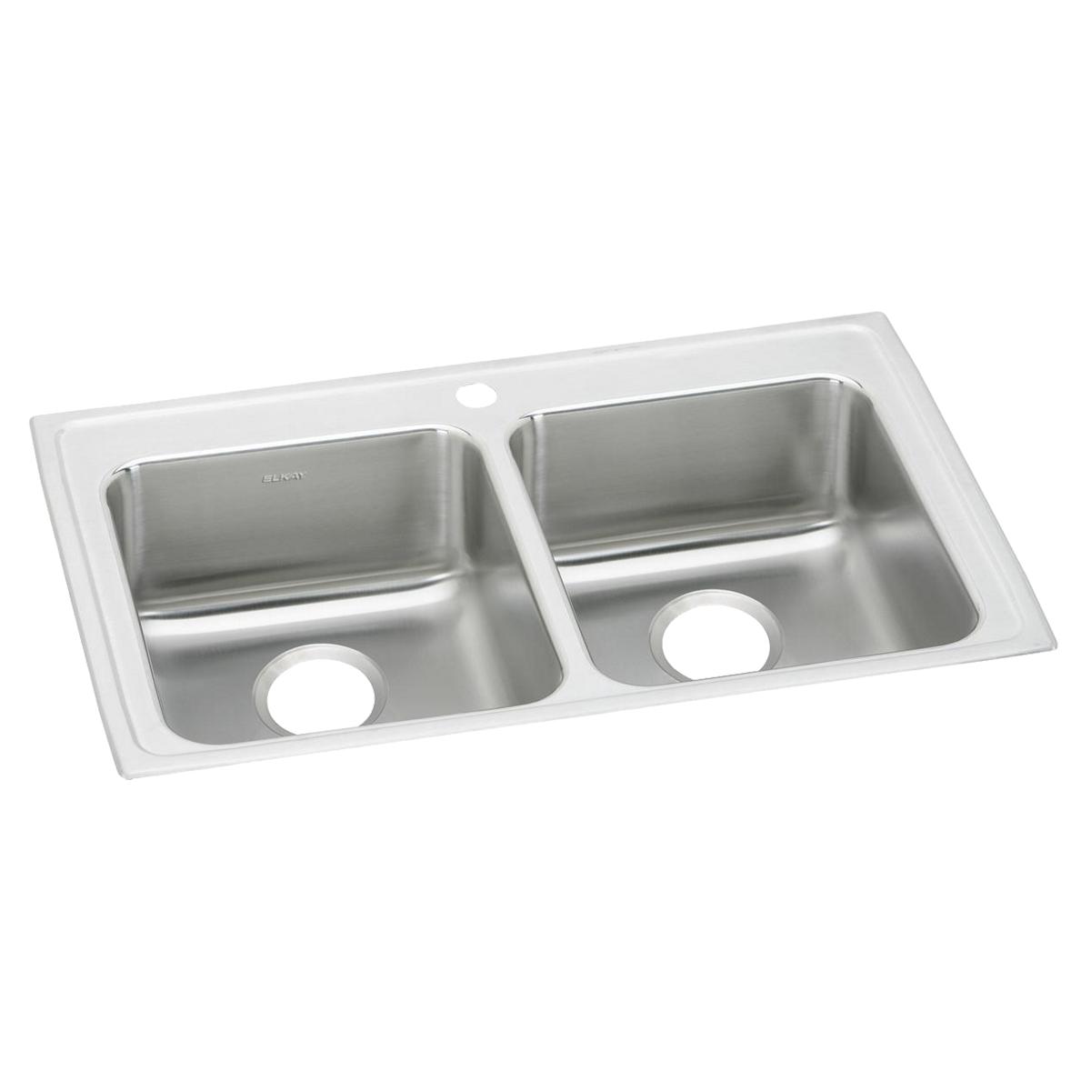 Elkay Lustertone Classic Stainless Steel 33" x 21-1/4" x 6-1/2", Equal Double Bowl Drop-in ADA Sink LRAD3321651