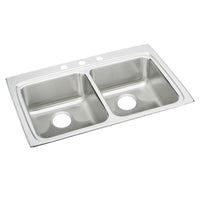 Elkay Lustertone Classic Stainless Steel 33" x 22" x 5", 4-Hole Equal Double Bowl Drop-in ADA Sink LRAD3322504
