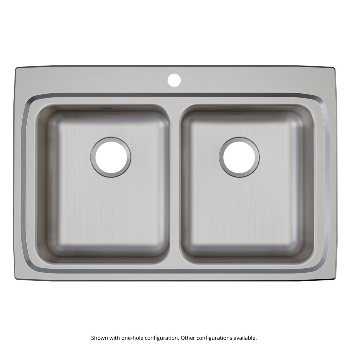 Elkay Lustertone Classic Stainless Steel 33" x 22" x 5-1/2", Equal Double Bowl Drop-in ADA Sink LRAD3322552