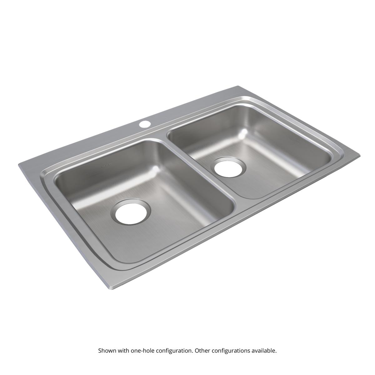 Elkay Lustertone Classic Stainless Steel 33" x 22" x 5-1/2", 4-Hole Equal Double Bowl Drop-in ADA Sink LRAD3322554