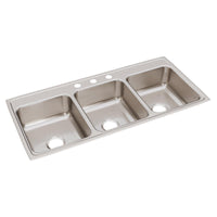 Elkay Lustertone Classic Stainless Steel 46" x 22" x 7-5/8", 3-Hole Triple Bowl Drop-in Sink LTR46223