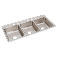 Elkay Lustertone Classic Stainless Steel 46" x 22" x 7-5/8", 6-Hole Triple Bowl Drop-in Sink LTR46226