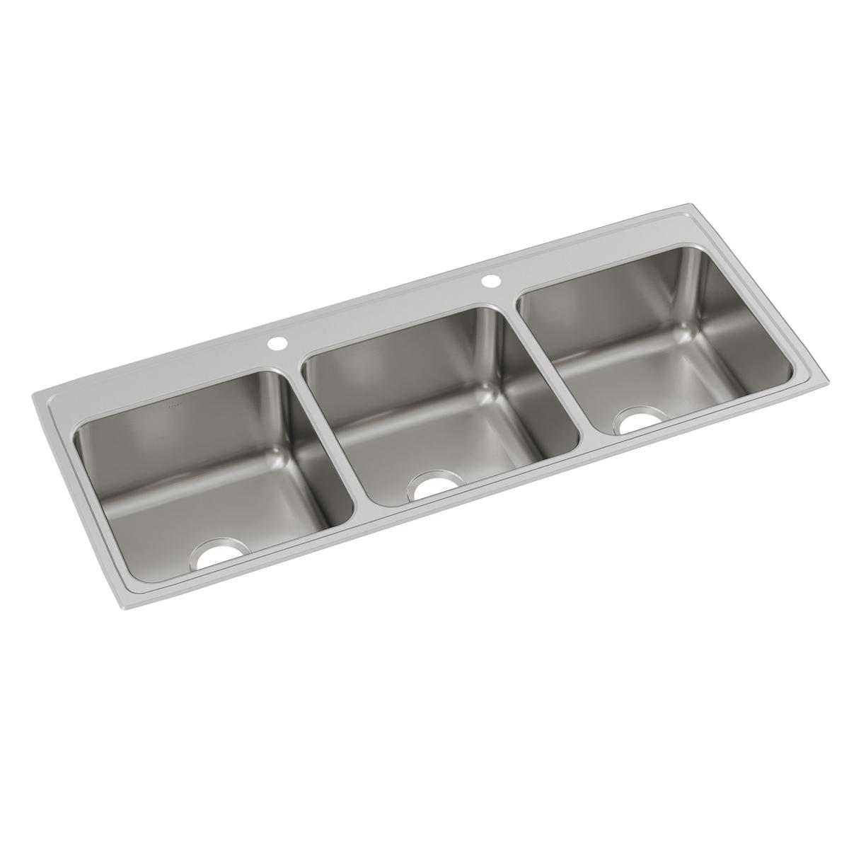 Elkay Lustertone Classic Stainless Steel 54" x 22" x 10-1/8", Triple Bowl Drop-in Sink LTR5422102