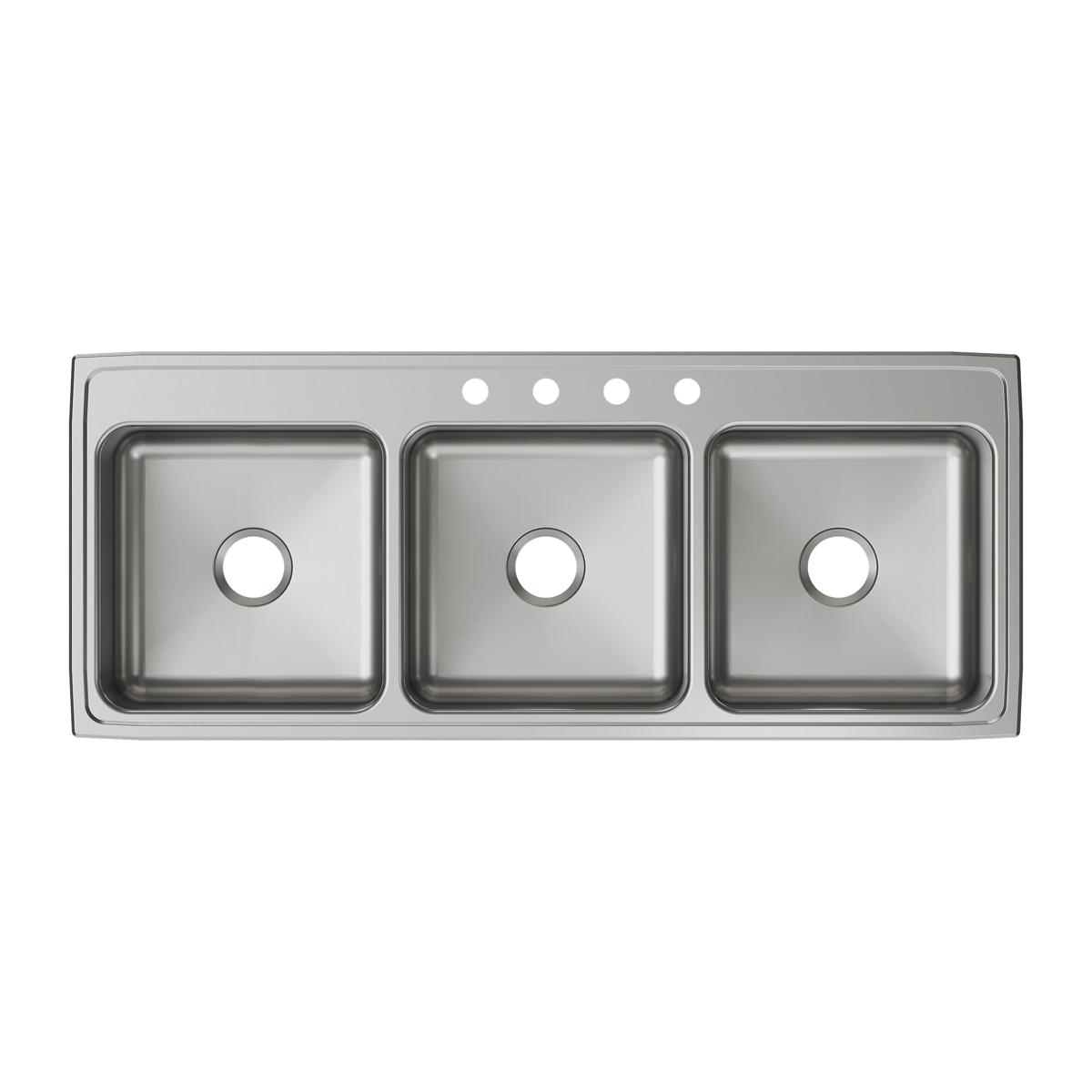 Elkay Lustertone Classic Stainless Steel 54" x 22" x 10-1/8", Triple Bowl Drop-in Sink LTR5422104