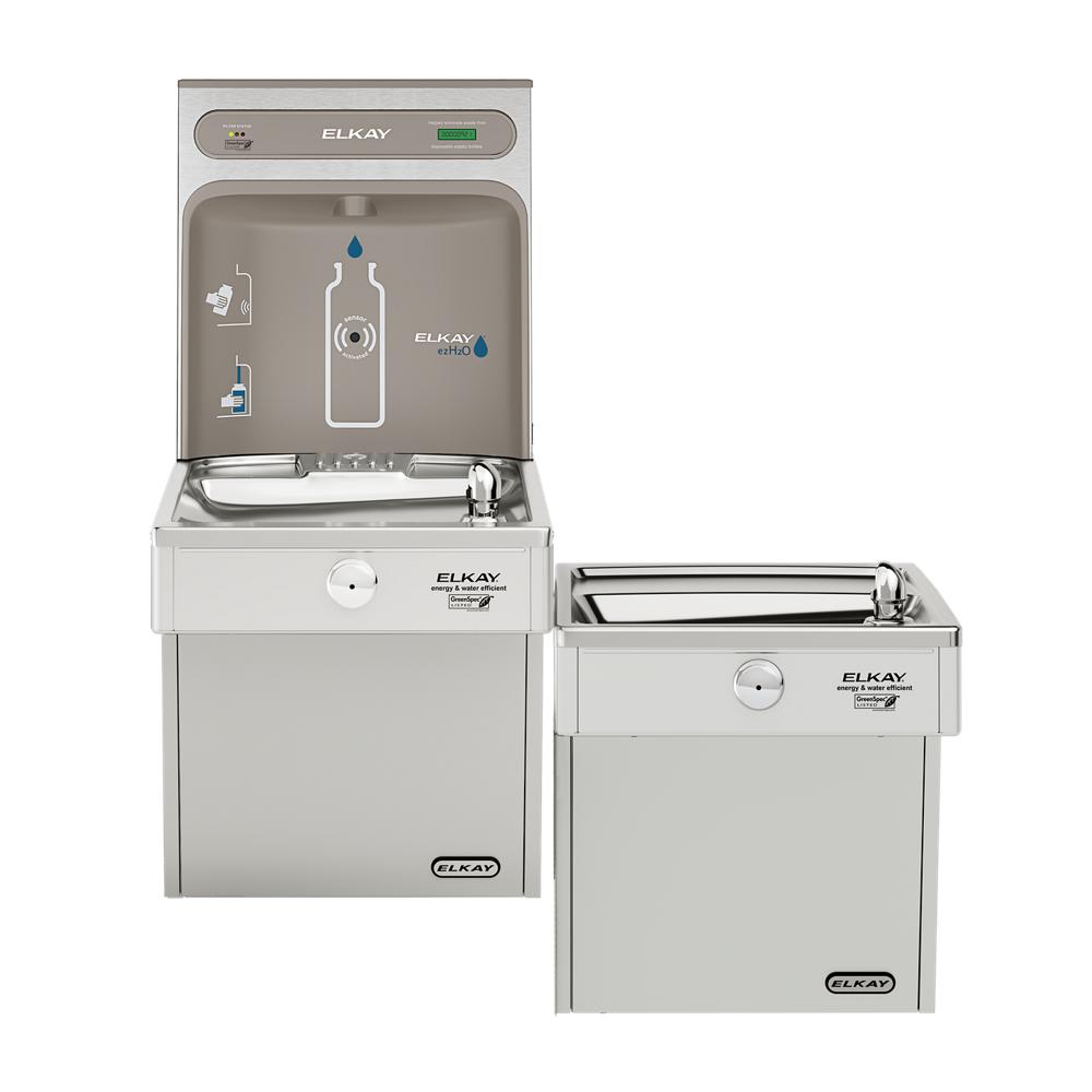 Elkay ezH2O Bottle Filling Station & Bi-Level High Efficiency Vandal-Resistant Cooler, Filtered, 8.0 GPH LVRCGRNTL8WSK