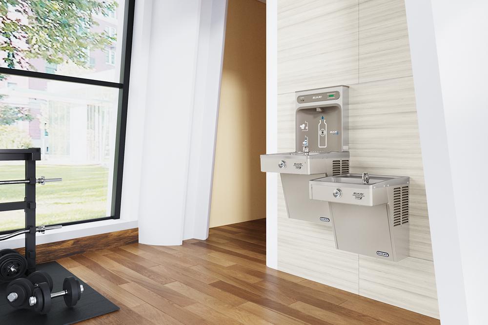 Elkay ezH2O Bottle Filling Station & Bi-Level High Efficiency Vandal-Resistant Cooler, Filtered, 8.0 GPH LVRCGRNTL8WSK