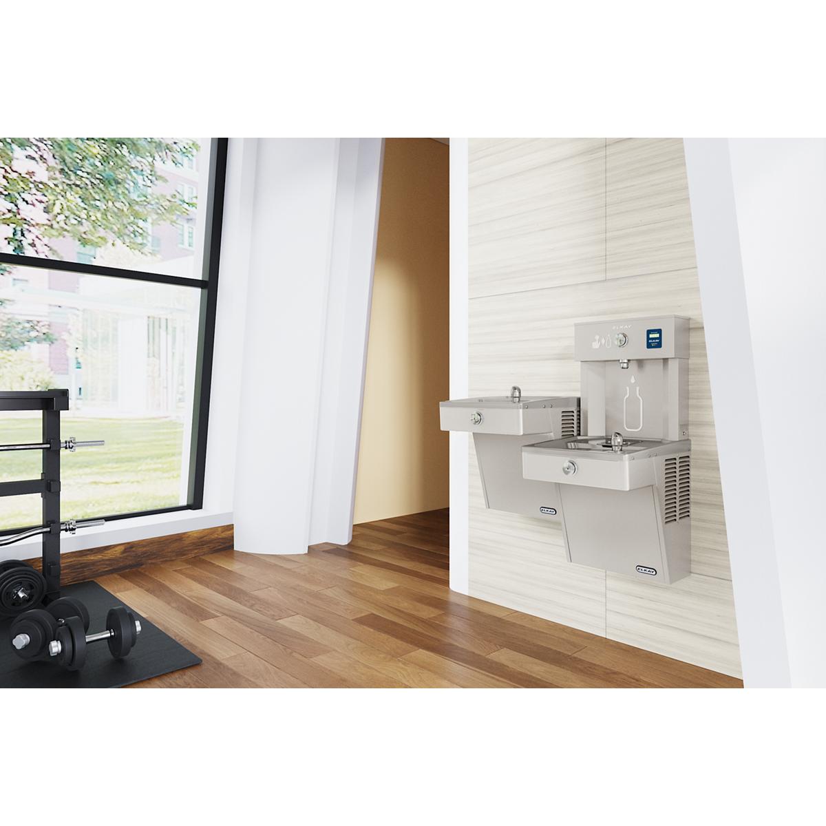 Elkay ezH2O Vandal-Resistant Bottle Filling Station &, Bi-Level Cooler Filtered Non-Refrigerated Stainless LVRCTLDDWSK