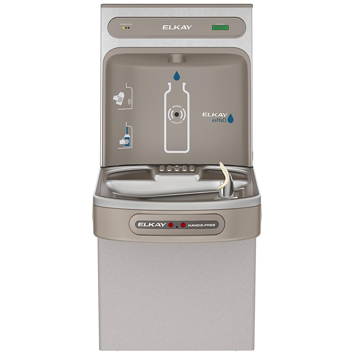 Elkay ezH2O Bottle Filling Station with Single ADA Cooler Hands Free Activation Filtered Refrigerated Light LZO8WSLK