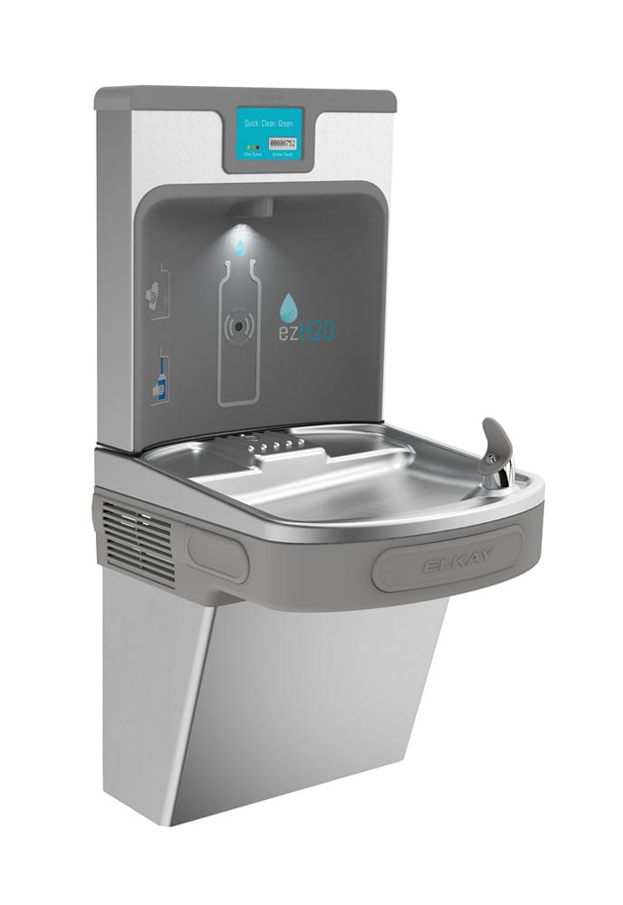 Elkay Enhanced Bottle Filler & Single ADA Cooler Refrigerated Stainless High Capacity Lead Reduction Drop Down Wrapper LZS8WSSP
