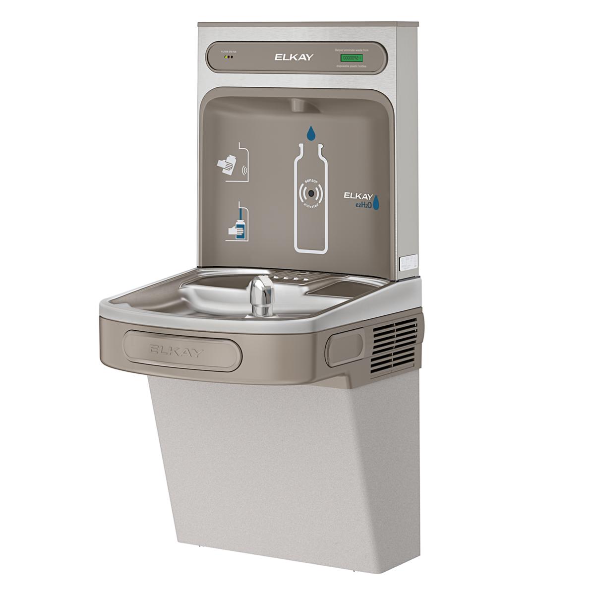 Elkay ezH2O Bottle Filling Station with Single ADA Vandal-Resistant Cooler, Filtered Non-Refrigerated Light Gray LZSDWSVRLK