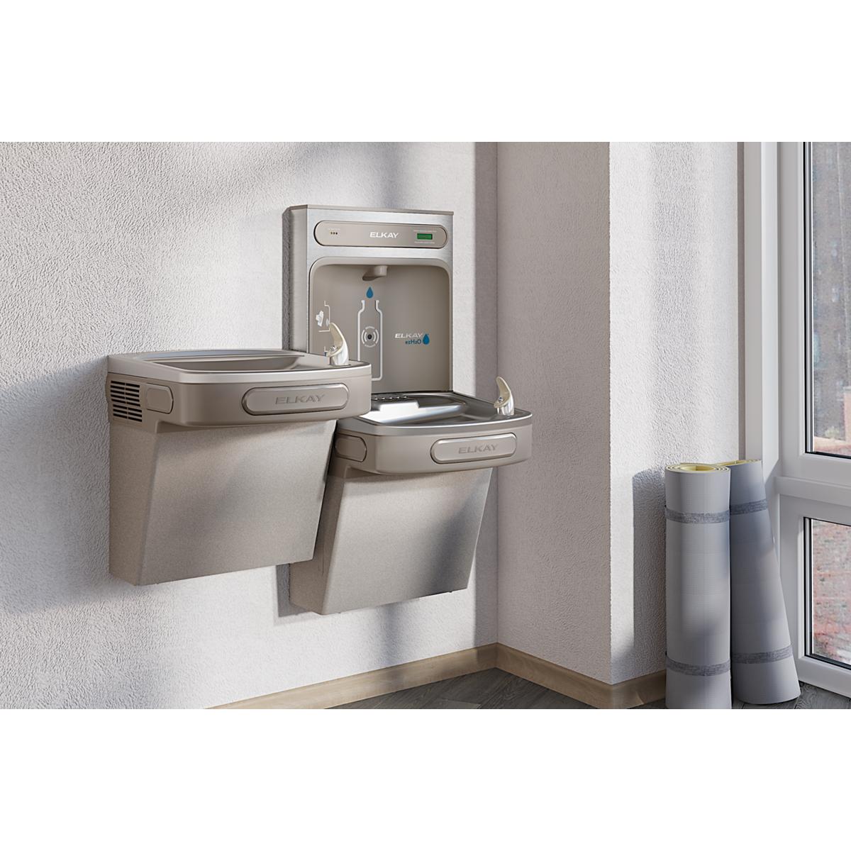 Elkay ezH2O Bottle Filling Station & Versatile Bi-Level ADA Cooler, Filtered Non-Refrigerated Light Gray LZSTLDDWSLK