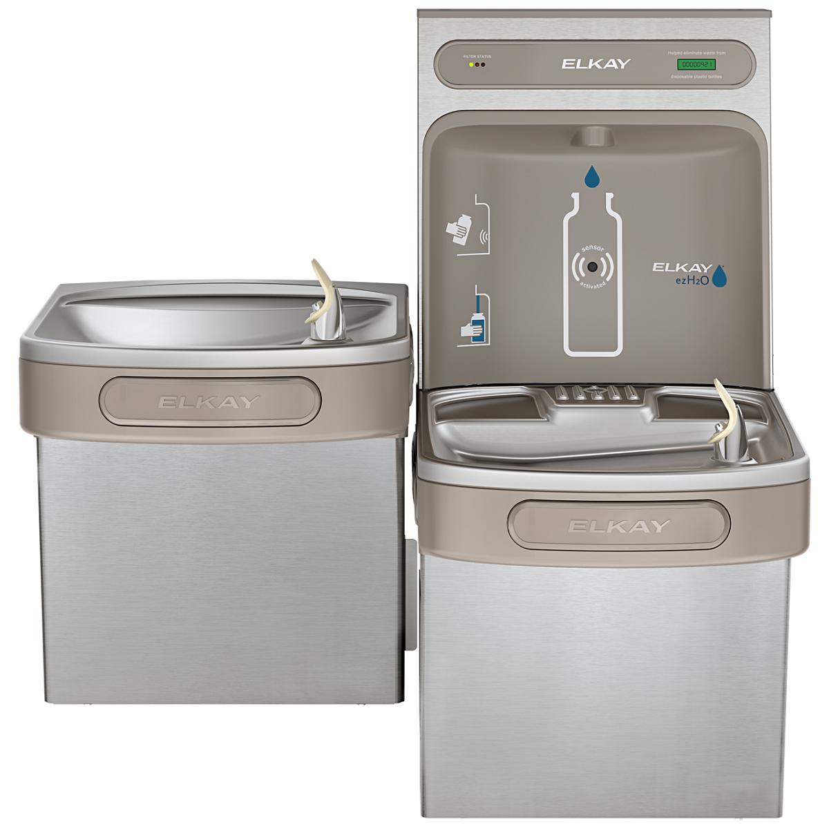 Elkay ezH2O Bottle Filling Station & Versatile Bi-Level ADA Cooler, Filtered Non-Refrigerated Stainless LZSTLDDWSSK