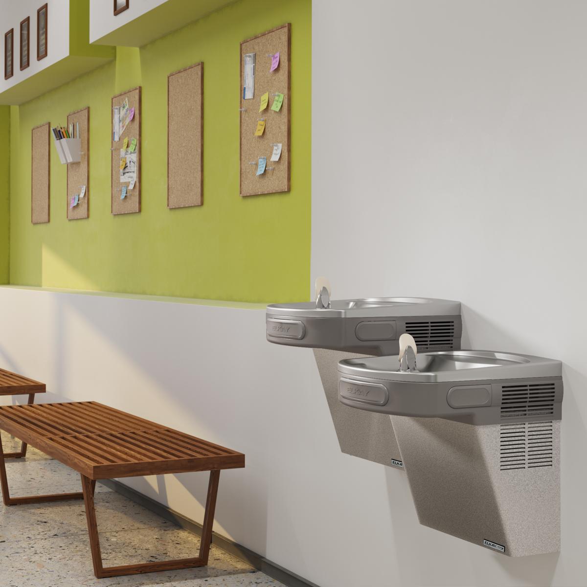 Elkay Versatile Cooler Wall Mount Bi-Level GreenSpec ADA, Filtered Refrigerated Light Gray Granite LZSTLG8LC