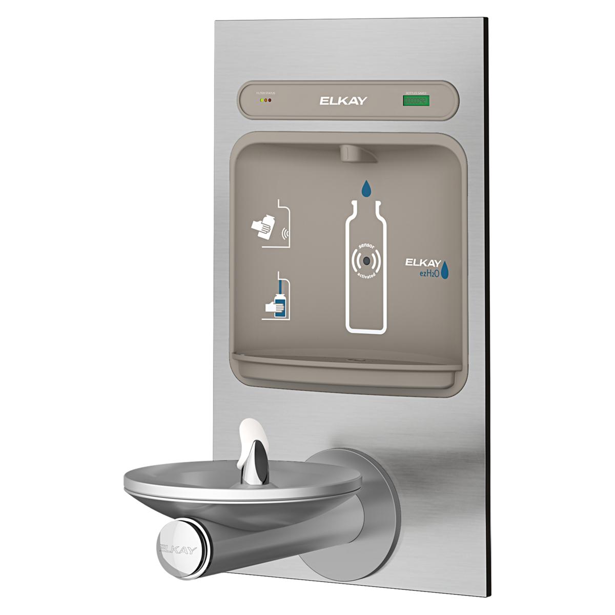 Elkay ezH2O Bottle Filling Station with Integral SwirlFlo Fountain, Filtered Non-Refrigerated Stainless LZWS-EDFPBM114K