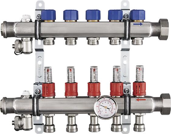 Viega 16038 10-Outlet Hydronic Manifold, Stainless Steel