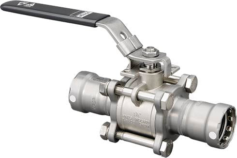 Viega 86405 MegaPress FKM 3-Piece Ball Valve, 3/4", Press x Press