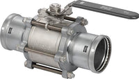Viega 86690 MegaPress FKM 3-Piece Ball Valve, 4", Press x Press