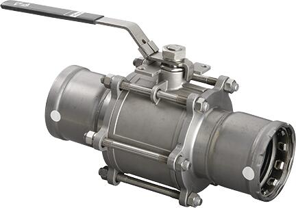 Viega 86940 MegaPress 316 3-Piece Ball Valve, 4", Press x Press