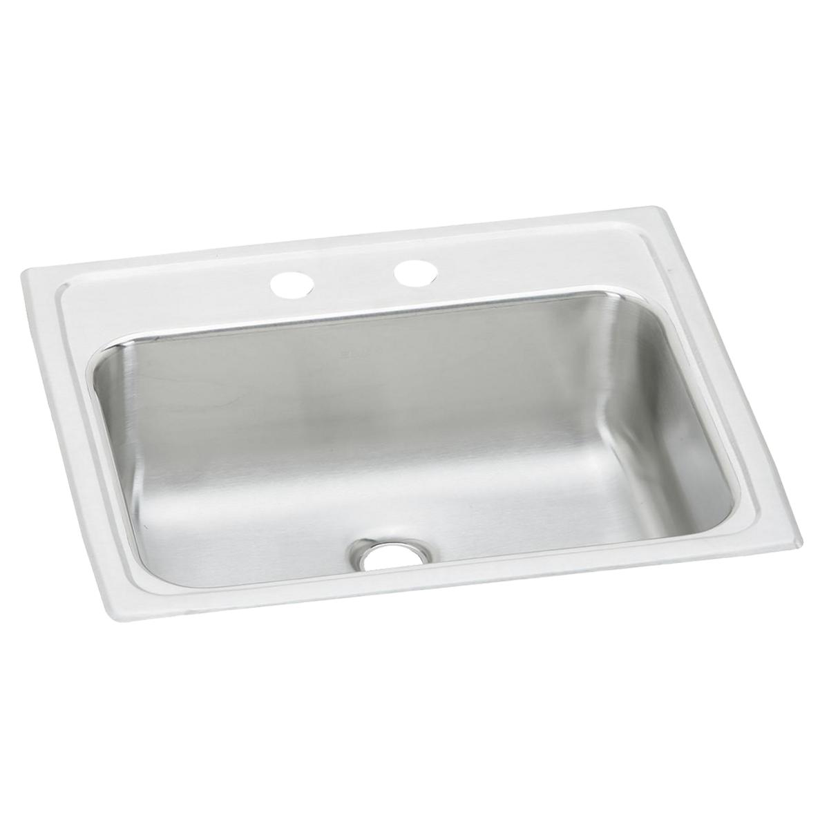 Elkay Celebrity Stainless Steel 19" x 17" x 6-1/8", 2-Hole Single Bowl Drop-in Bathroom Sink with Overflow PSLVR19172
