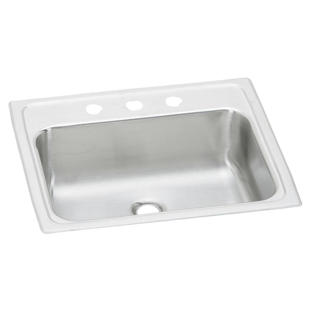 Elkay Celebrity Stainless Steel 19" x 17" x 6-1/8", 3-Hole Single Bowl Drop-in Bathroom Sink PSLVR1917LO3
