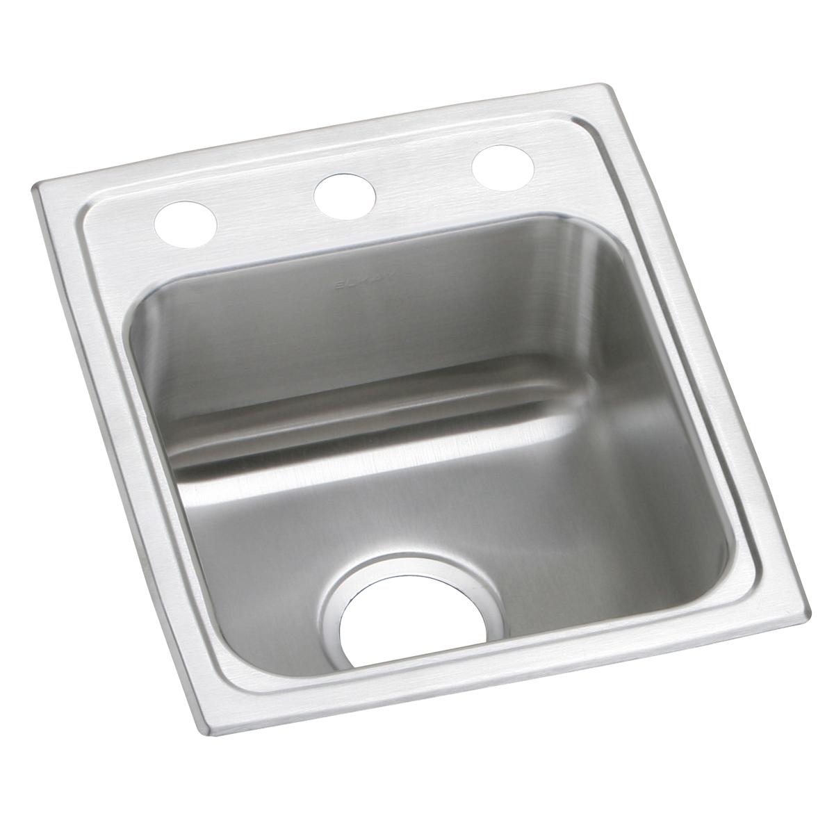 Elkay Celebrity Stainless Steel 15" x 17-1/2" x 7-1/8", 3-Hole Single Bowl Drop-in Bar Sink PSR15173