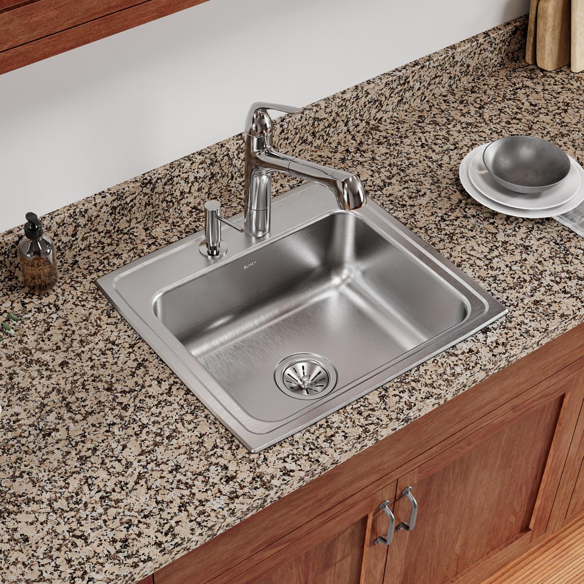 Elkay Celebrity Stainless Steel 22" x 19-1/2" x 7-1/8", 2-Hole Single Bowl Drop-in Sink PSR22192
