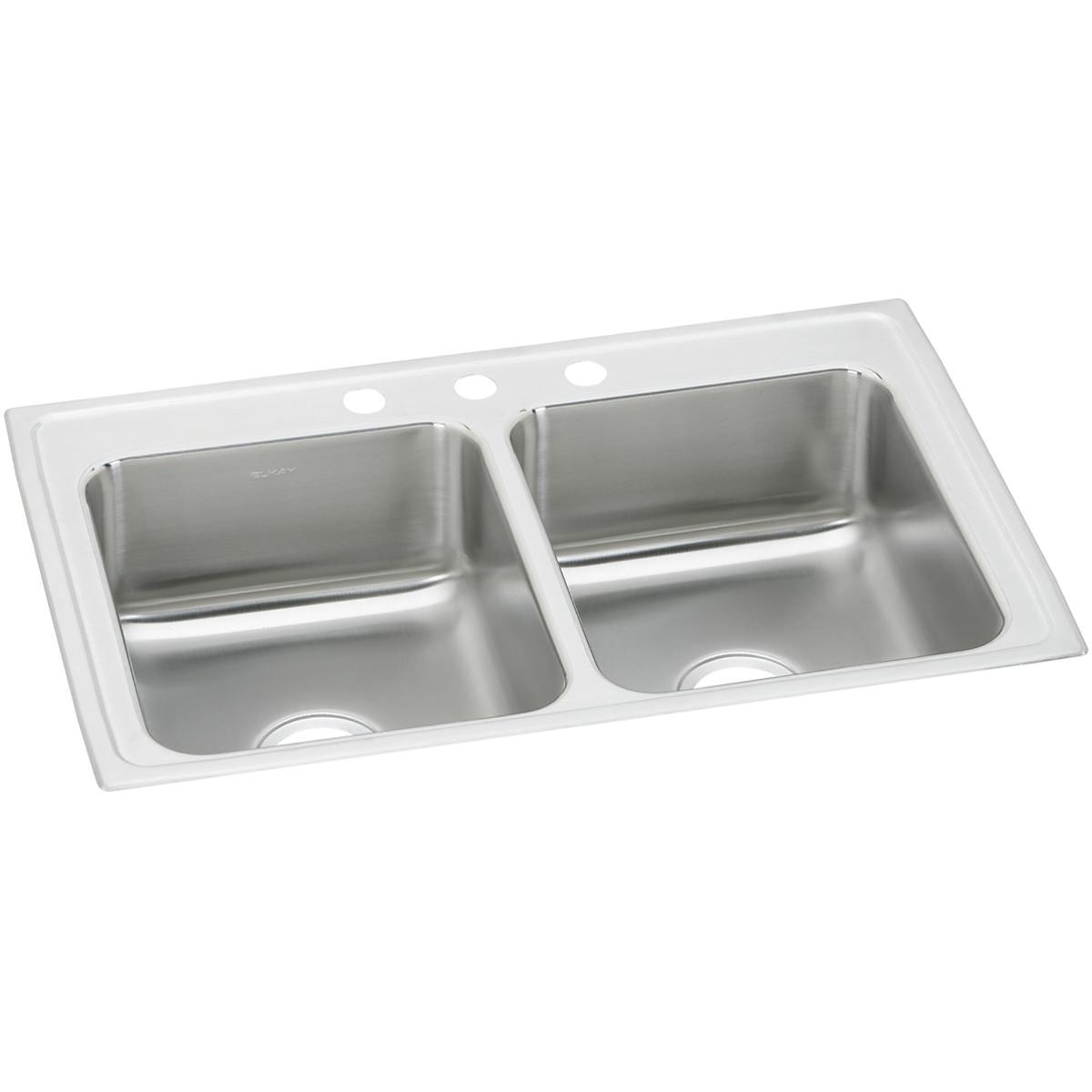 Elkay Celebrity Stainless Steel 33" x 19-1/2" x 7-1/8", Equal Double Bowl Drop-in Sink PSR33193