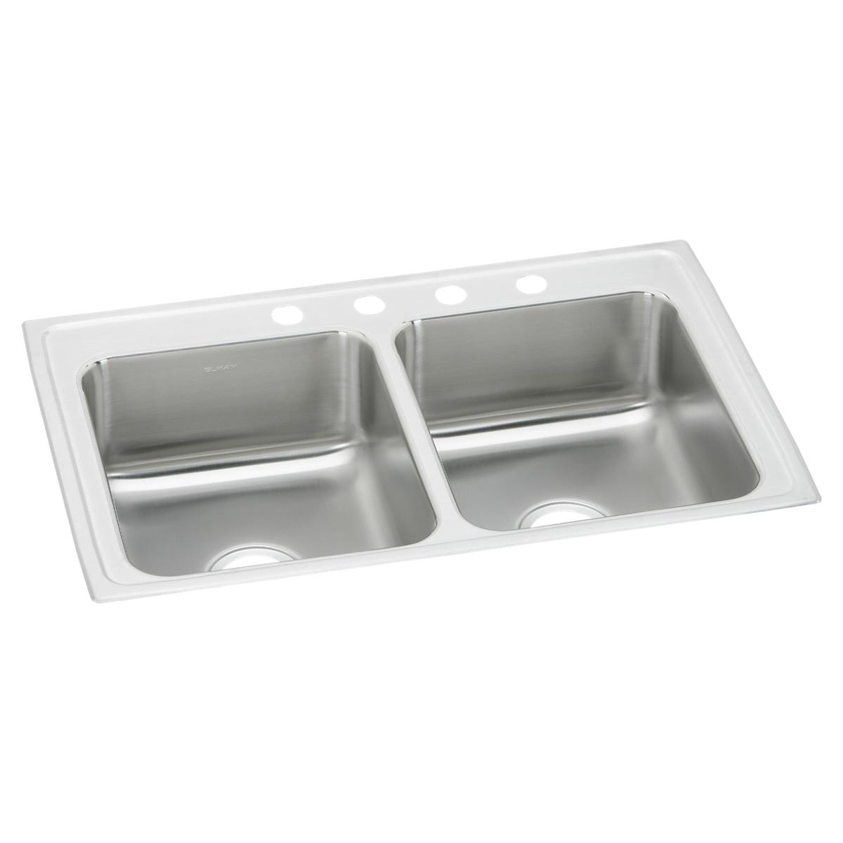 Elkay Celebrity Stainless Steel 33" x 22" x 7-1/2", 4-Hole Equal Double Bowl Drop-in Sink PSR33224