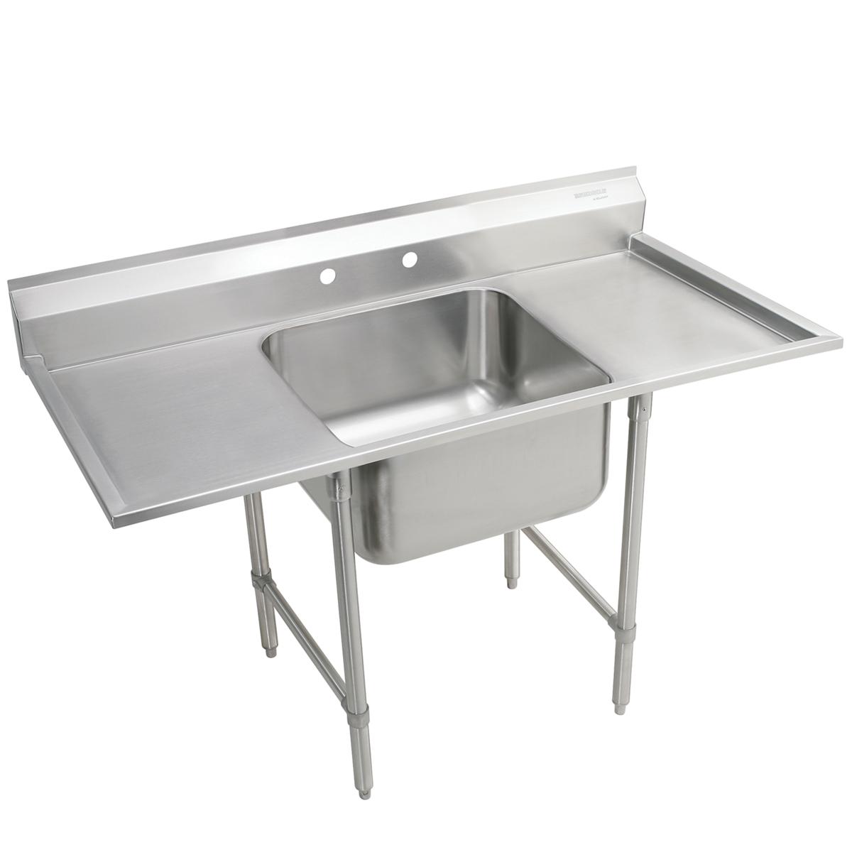 Elkay Rigidbilt Stainless Steel 27" x 29-3/4" x 12-3/4" Floor Mount, Single Compartment Scullery Sink w/ Drainboard RNSF8118LR2