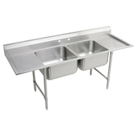 Elkay Rigidbilt Stainless Steel 89-1/4" x 29-3/4" x 12-3/4" Floor Mount, Double Compartment Scullery Sink Drainboard RNSF8248LR2