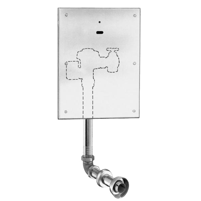 Sloan Royal 140 ESS Concealed Hardwired Sensor Water Closet Flushometer (1.28 GPF), 13x17 SS Panel Wall Box, Stainless Steel