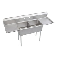 Elkay Dependabilt Stainless Steel 72" x 23-13/16" x 43-3/4" 18 Gauge Two Compartment Sink w/ 18" Left and Right Drainboards and Stainless Steel Legs S2C18X18-2-18X
