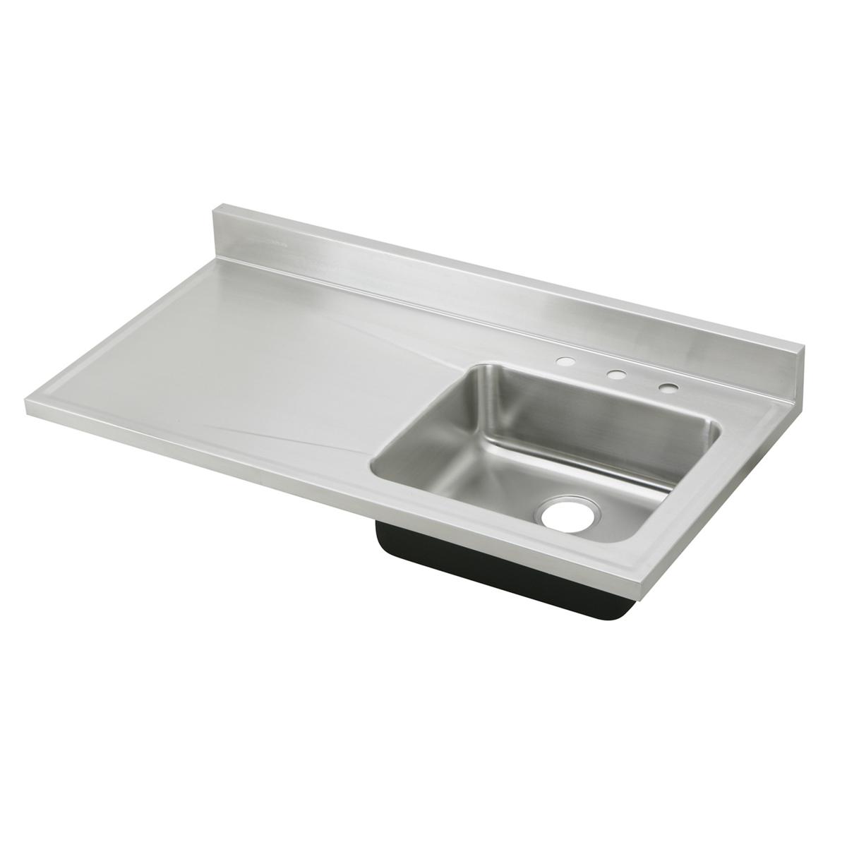 Elkay Lustertone Classic Stainless Steel 48" x 25" x 7-1/2", Single Bowl Sink Top with Drainboard S4819R4