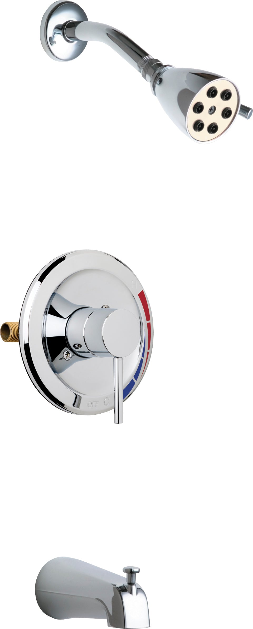 Chicago Faucets SH-PB1-01-100 1/2" Pressure balancing tub and shower system with shower head and tub spout