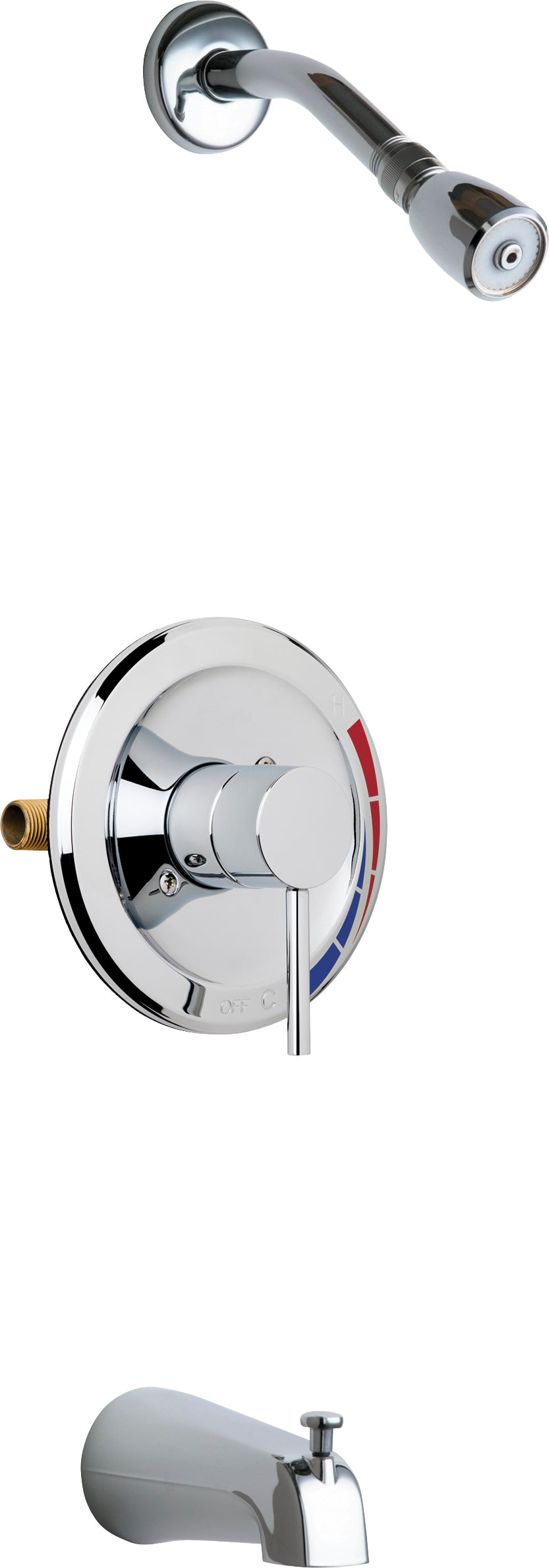 Chicago Faucets SH-PB1-02-100 1/2" Pressure balancing tub and shower system with shower head and tub spout