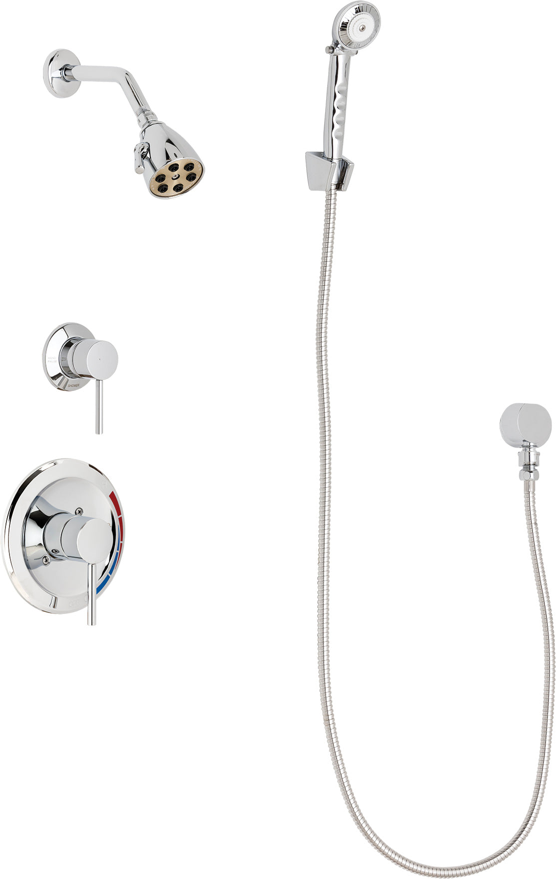 Chicago Faucets SH-PB1-11-010 1/2" Pressure balancing shower system with hand spray and wall hook
