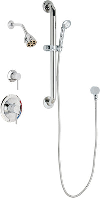 Chicago Faucets SH-PB1-11-023 1/2" Pressure balancing shower system with hand spray and 24" ADA grab bar