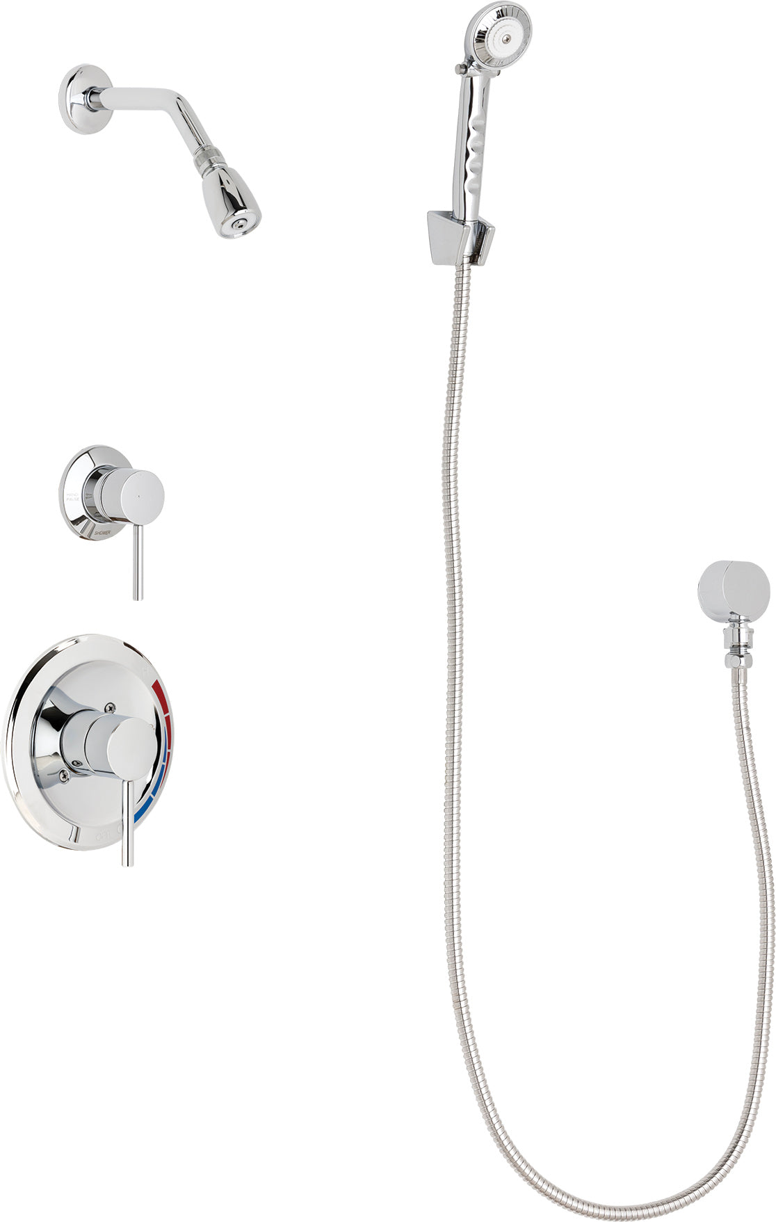 Chicago Faucets SH-PB1-12-010 1/2" Pressure balancing shower system with hand spray and wall hook