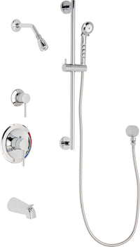 Chicago Faucets SH-PB1-12-111 1/2" Pressure balancing tub and shower system with hand spray and 24" slide bar