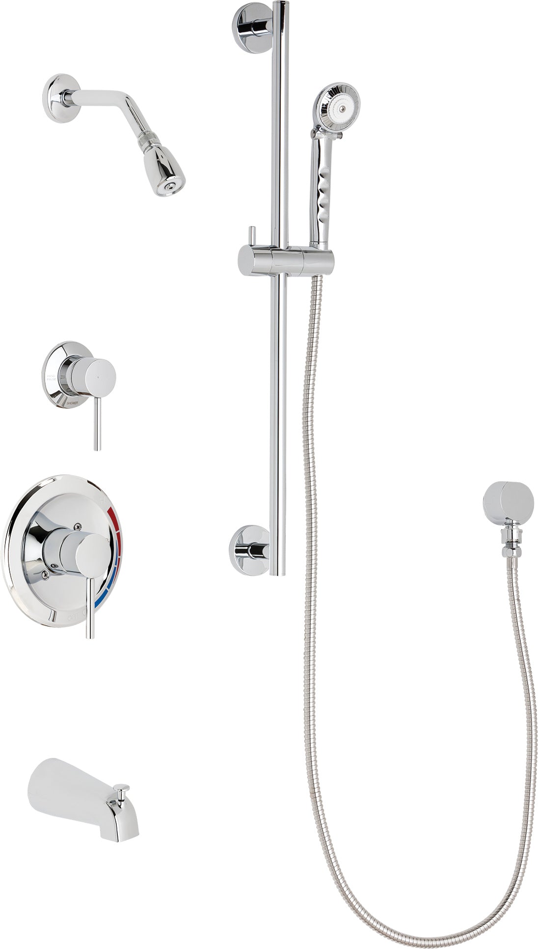 Chicago Faucets SH-PB1-12-131 1/2" Pressure balancing tub and shower system with hand spray and 24" slide bar