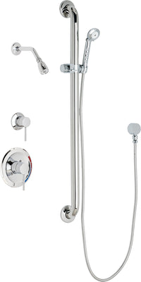 Chicago Faucets SH-PB1-13-044 1/2" Pressure balancing shower system with hand spray and 36" ADA grab bar
