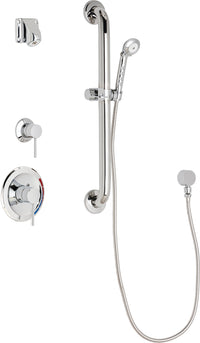 Chicago Faucets SH-PB1-14-033 1/2" Pressure balancing shower system with hand spray and 24" ADA grab bar