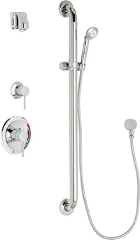 Chicago Faucets SH-PB1-14-034 1/2" Pressure balancing shower system with hand spray and 36" ADA grab bar