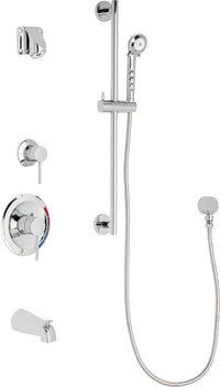 Chicago Faucets SH-PB1-14-131 1/2" Pressure balancing tub and shower system with hand spray and 24" slide bar