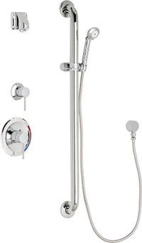 Chicago Faucets SH-PB1-15-014 1/2" Pressure balancing shower system with hand spray and 36" ADA grab bar