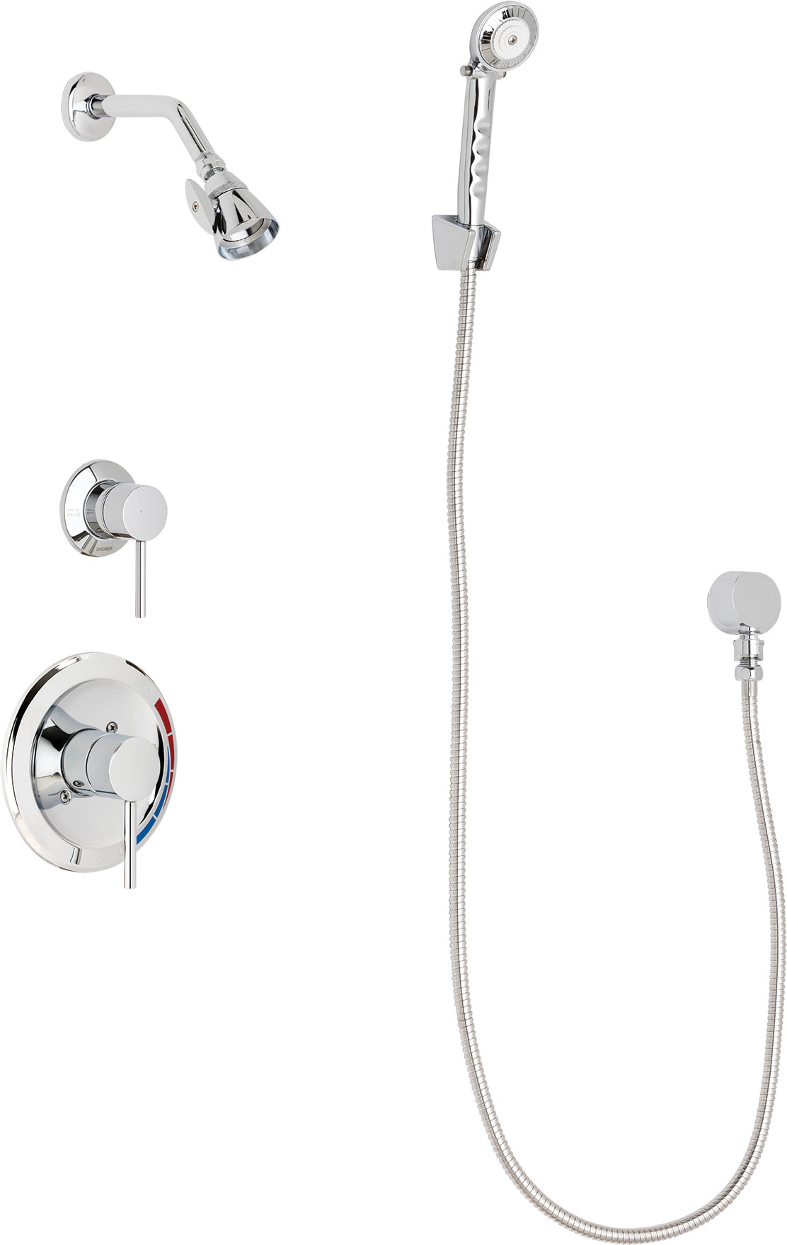 Chicago Faucets SH-PB1-16-010 1/2" Pressure balancing shower system with hand spray and wall hook