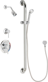 Chicago Faucets SH-PB1-16-014 1/2" Pressure balancing shower system with hand spray and 36" ADA grab bar