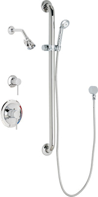 Chicago Faucets SH-PB1-16-024 1/2" Pressure balancing shower system with hand spray and 36" ADA grab bar